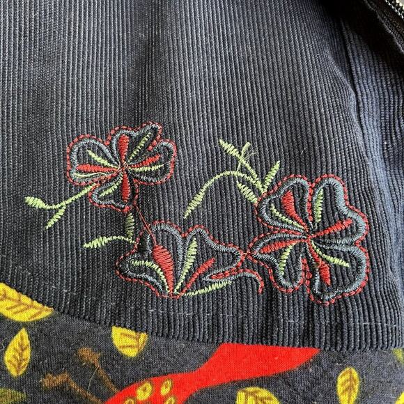 Mu PhaPhafo Embroidered Corduroy VTG Women Bomber Jacket Cottagecore Hippie Boho - Picture 7 of 10